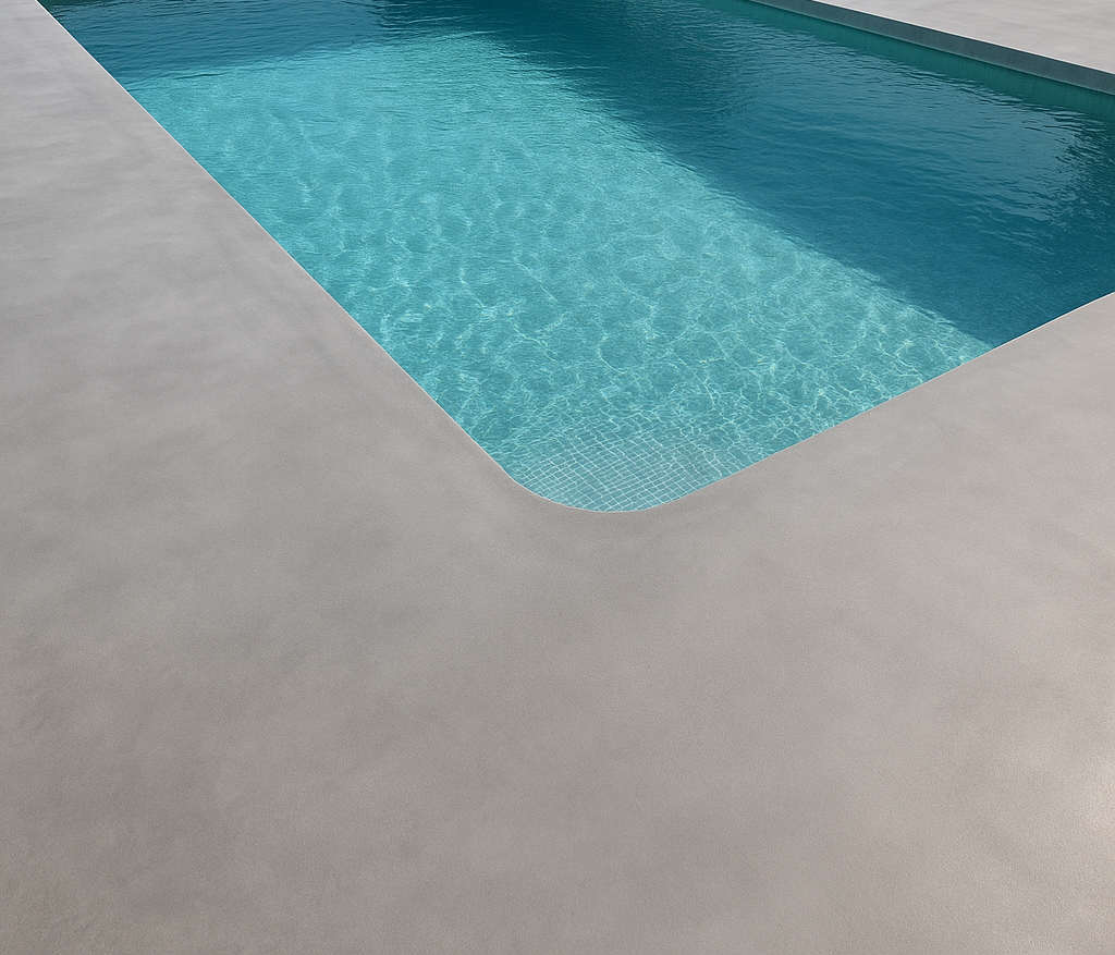 микроцемент возле бассейна